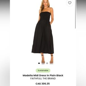 Faithful the Brand Black Strapless Midi Dress - NWT